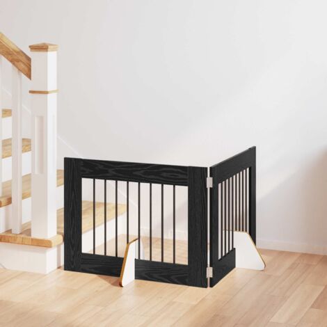 Puerta de perro con soportes 2 pcs Roble Negro 80 x 60 cm