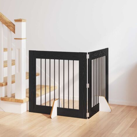 Puerta de perro con soportes 2 pcs Roble Negro 80 x 80 cm