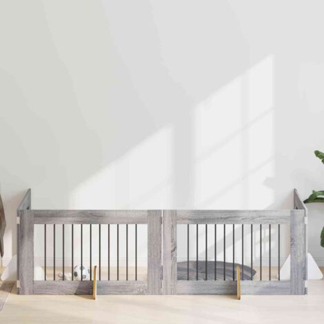 Puerta de perro con soportes 4 pcs Gris  100 x 60 cm