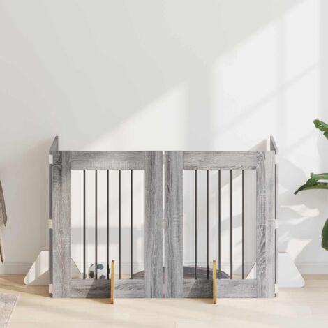 Puerta de perro con soportes 4 pcs Gris  60 x 80 cm