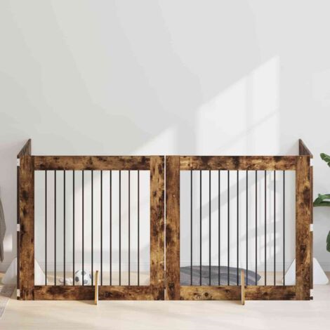 Puerta de perro con soportes 4 pcs Roble Ahumado 100 x 100 cm