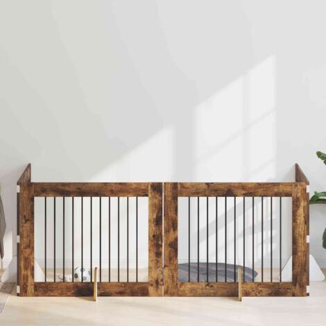 Puerta de perro con soportes 4 pcs Roble Ahumado 100 x 80 cm
