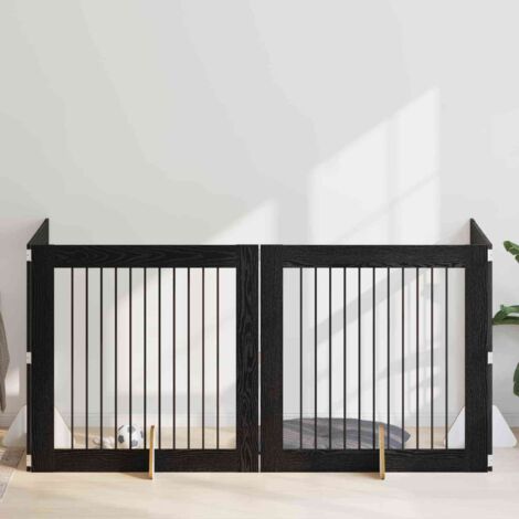 Puerta de perro con soportes 4 pcs Roble Negro 100 x 100 cm