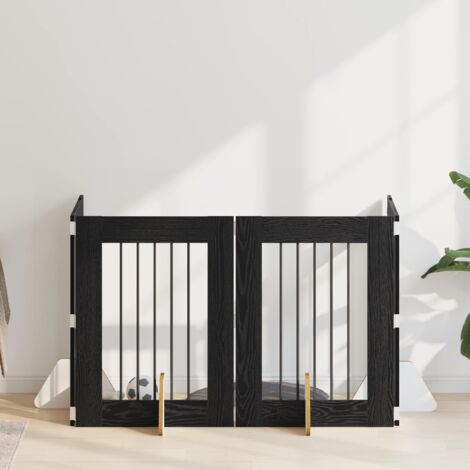 Puerta de perro con soportes 4 pcs Roble Negro 60 x 80 cm