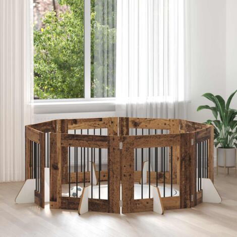 Puerta de perro con soportes 8 pcs Madera envejecida 60 x 60 cm