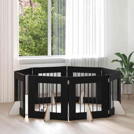 Puerta de perro con soportes 8 pcs Roble Negro 60 x 60 cm