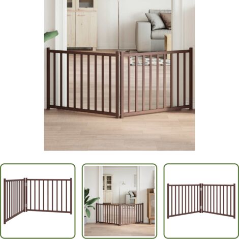 Puerta de perro -  Puerta de perros plegable 2 paneles madera abeto marrón 160 cm