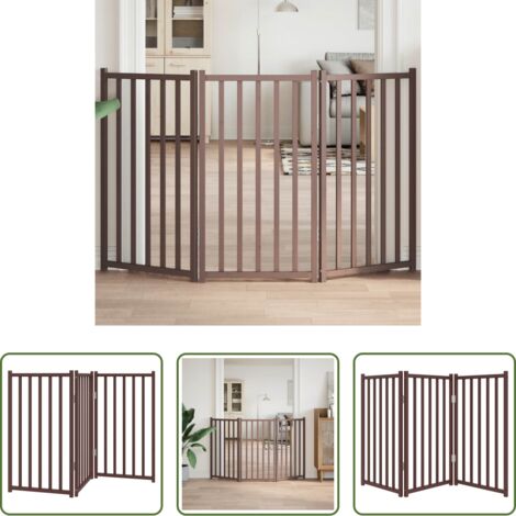 Puerta de perro -  Puerta de perros plegable 3 paneles madera abeto marrón 150 cm