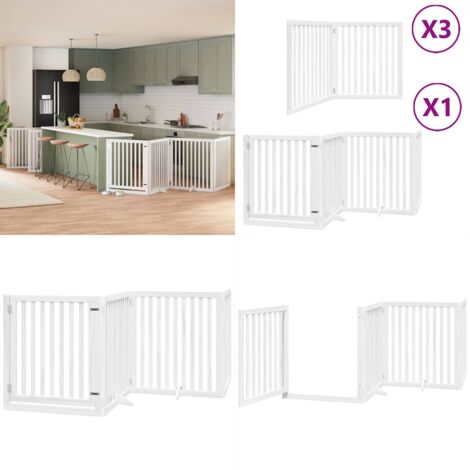 Puerta de perros plegable 10 paneles madera álamo blanca 800 cm - Puerta plegable - Puerta de perros