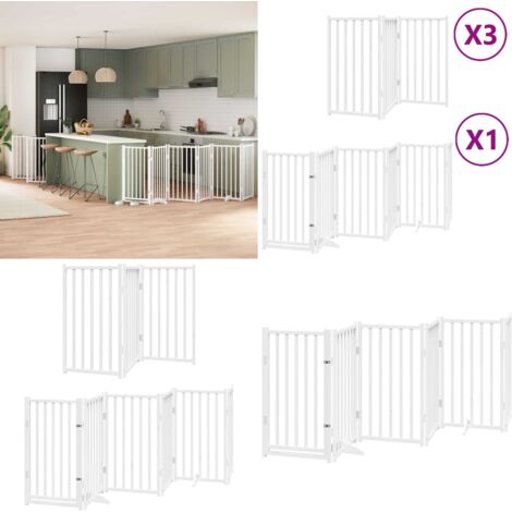 Puerta de perros plegable 15 paneles madera álamo blanca 750 cm - Puerta plegable - Puerta de perros