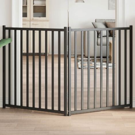 Puerta de perros plegable 2 paneles madera abeto negro 160 cm