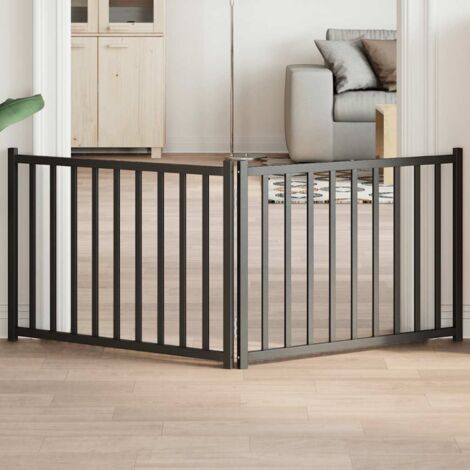 Puerta de perros plegable 2 paneles madera abeto negro 160 cm