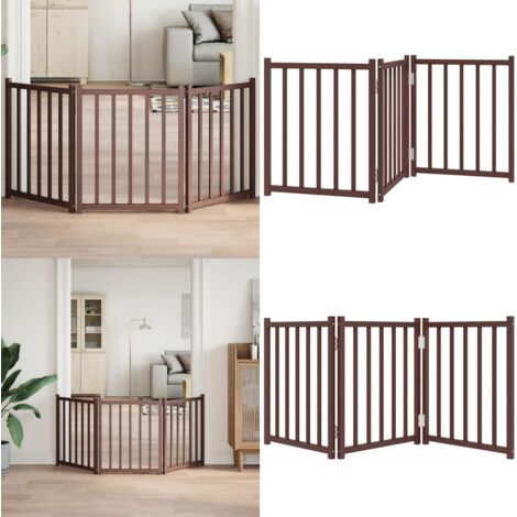 Puerta de perros plegable 3 paneles madera abeto marrón 150 cm - Puerta de perro - Puerta plegable