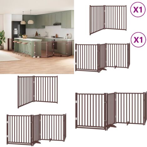 Puerta de perros plegable 6 paneles madera álamo marrón 480 cm - Puerta plegable - Puerta de perros