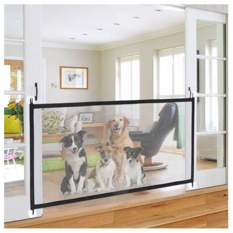 Puerta de seguridad para perros, puerta expandible portátil, puerta de malla plegable para escaleras de cocina