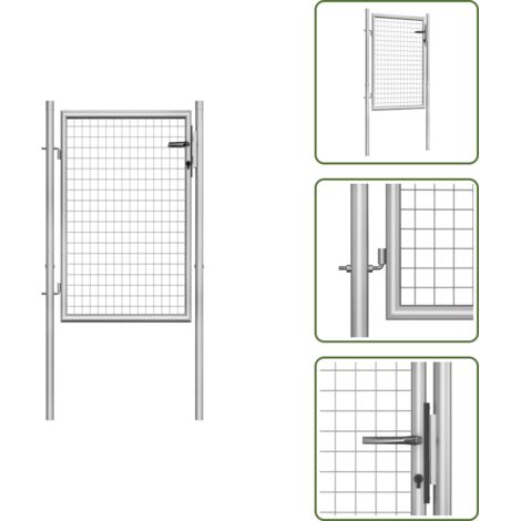 Puerta de seguridad - vidaXL Puerta de jardín de acero galvanizado 100x100 cm color plata - Puerta de patio