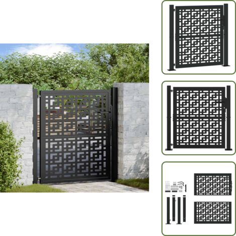 Puerta de seguridad - vidaXL Puerta de jardín negra 100x100 cm diseño de cruz de acero - Puerta de patio