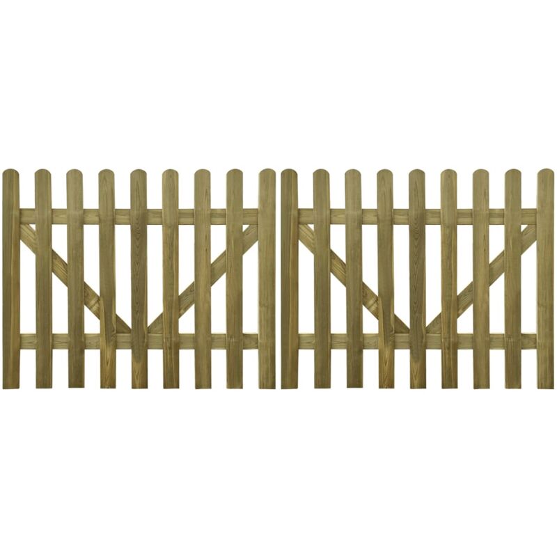 

Puerta de valla 2 unidades madera impregnada 300x120 cm - Marrón