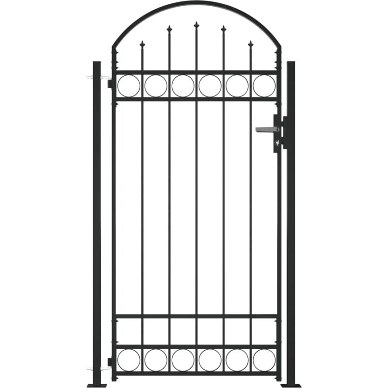 

Puerta de valla con arco y 2 postes negra 105x204 cm - Negro - Vidaxl