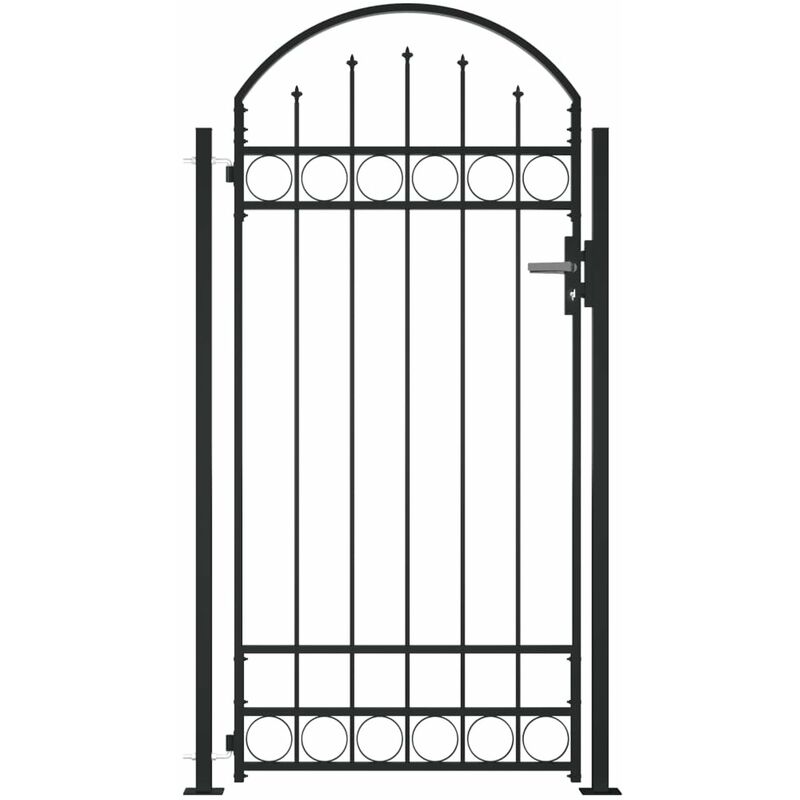 

Puerta de valla con arco y 2 postes negra 105x204 cm
