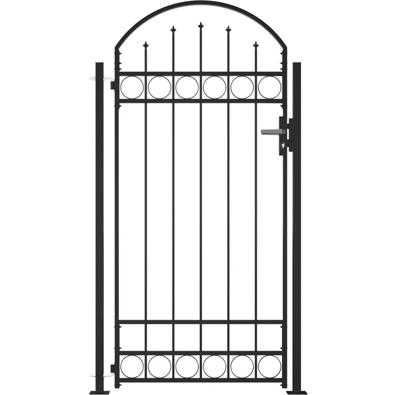 

Puerta de valla con arco y 2 postes negra 105x204 cm