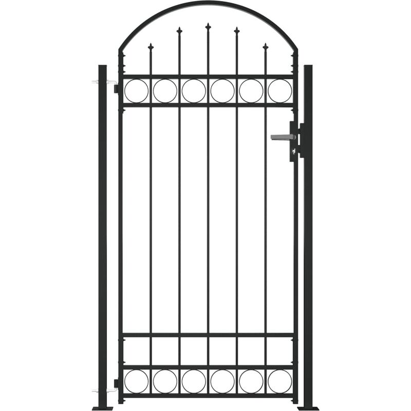 

Puerta de valla con arco y 2 postes negra 105x204 cm - Negro