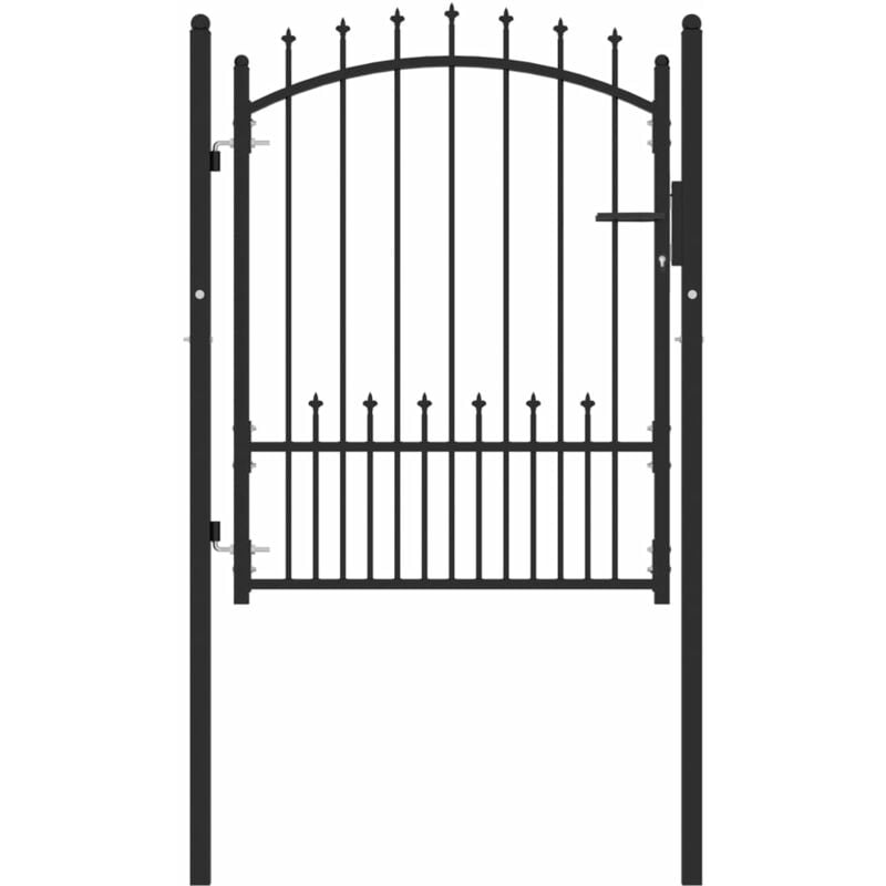 

Puerta de valla con picos acero negro 100x125 cm