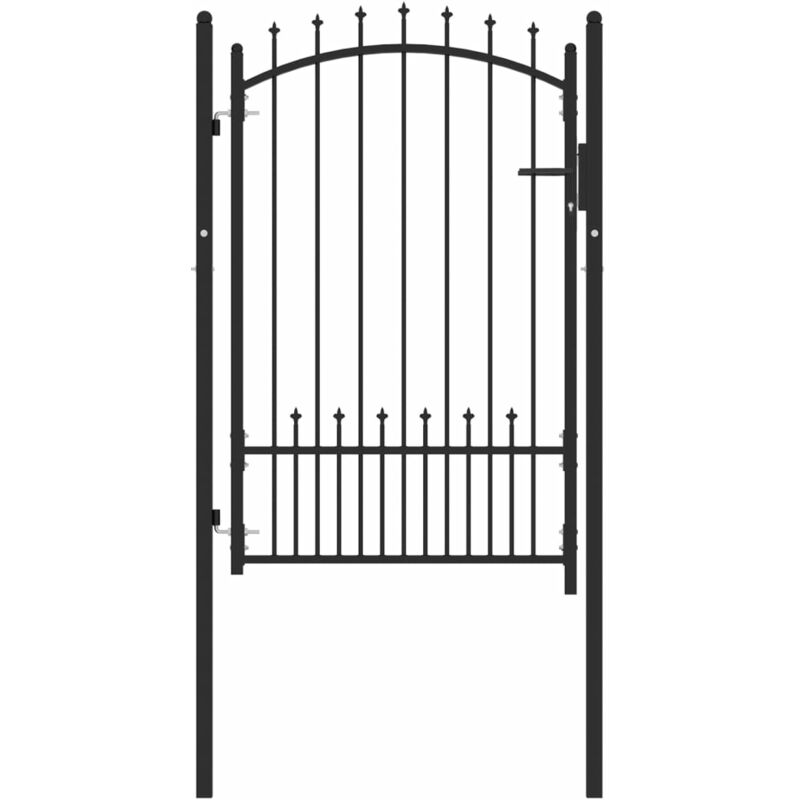 

Puerta de valla con picos acero negro 100x150 cm