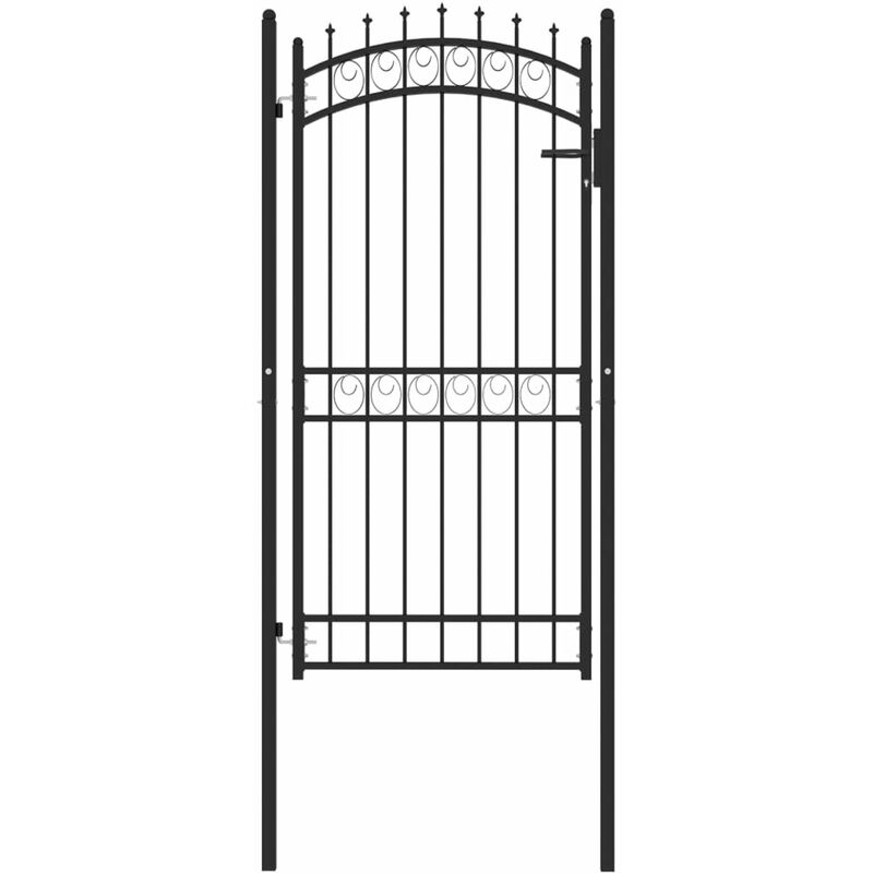 

Puerta de valla con picos acero negro 100x200 cm
