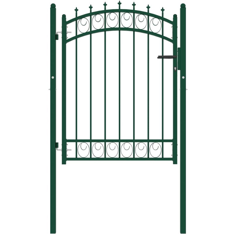 

Puerta de valla con picos acero verde 100x125 cm