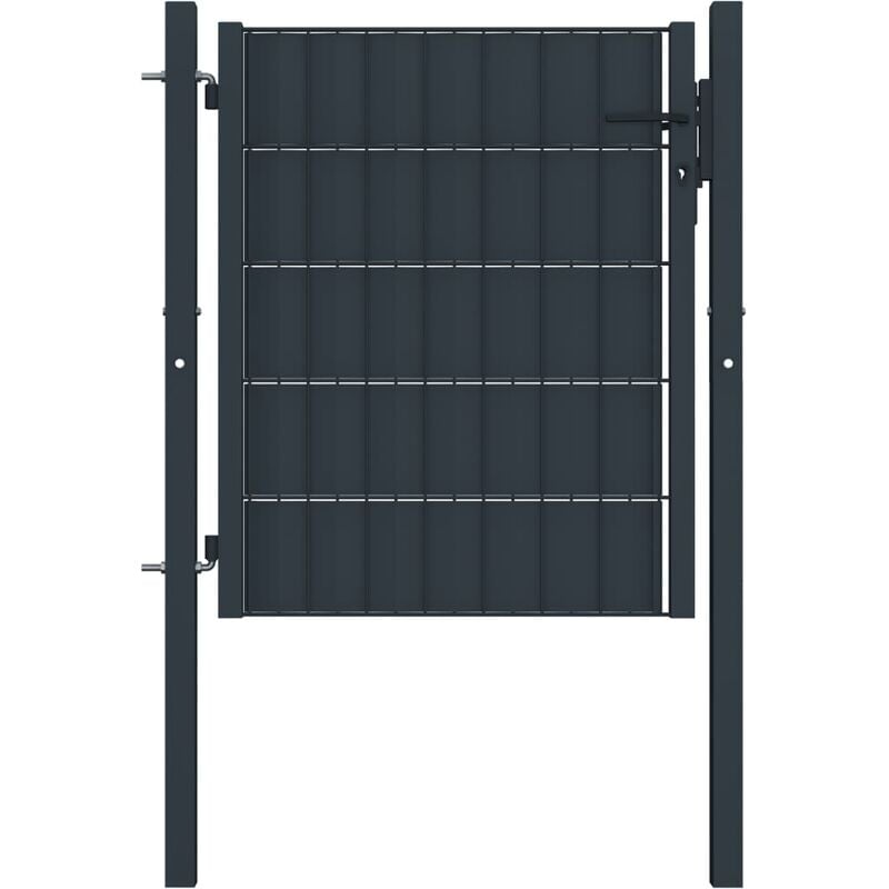 

Puerta de valla de PVC y acero gris antracita 100x101 cm - Antracita - Vidaxl