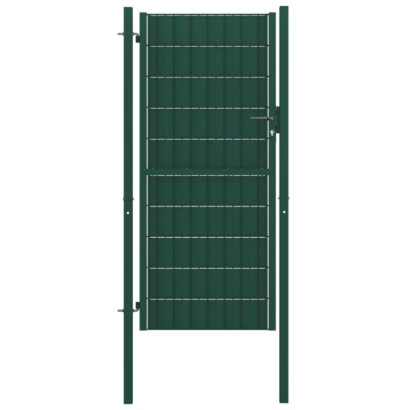 

vidaXL Puerta de valla de PVC y acero verde 100x164 cm - Verde