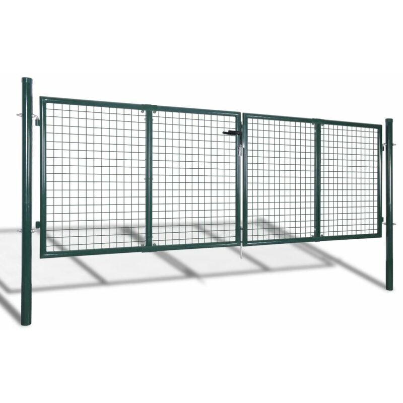 

Happyshopping - Puerta de valla de acero verde 306x150 cm