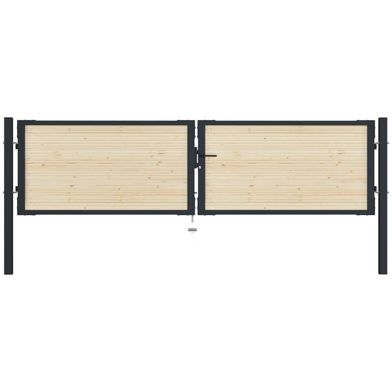 

Puerta de valla de acero y madera de abeto 310x125 cm
