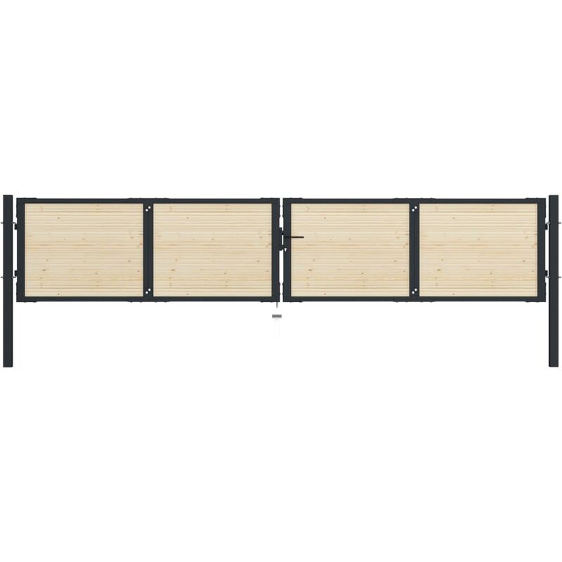 

Puerta de valla de acero y madera de abeto 408x125cm - Marrón - Vidaxl