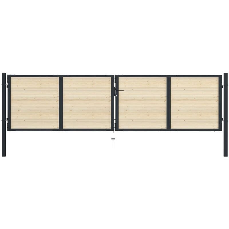 

Puerta de valla de acero y madera de abeto 408x150cm