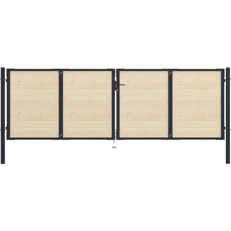 

Puerta de valla de acero y madera de abeto 408x175cm