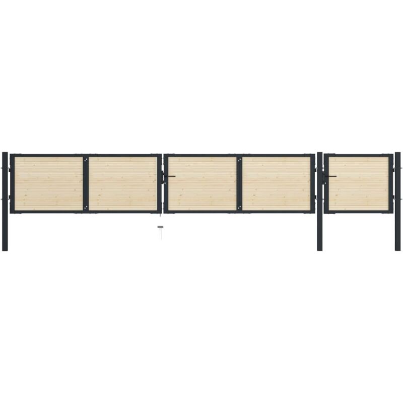 

Puerta de valla de acero y madera de abeto 513x125 cm - Marrón - Vidaxl