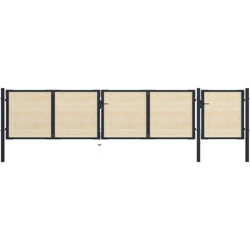 

Puerta de valla de acero y madera de abeto 513x150 cm