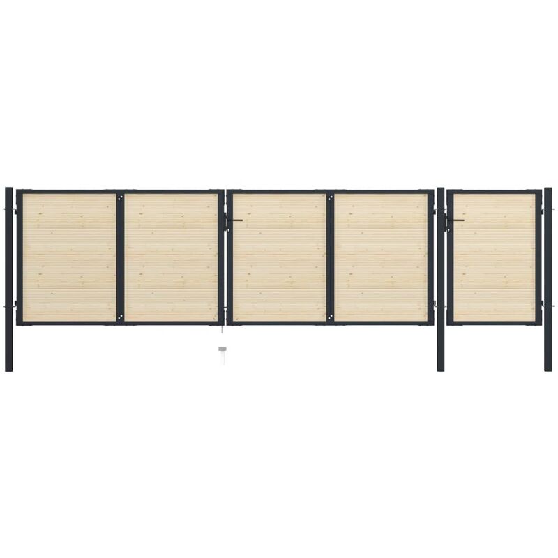

Puerta de valla de acero y madera de abeto 513x175 cm - Marrón - Vidaxl