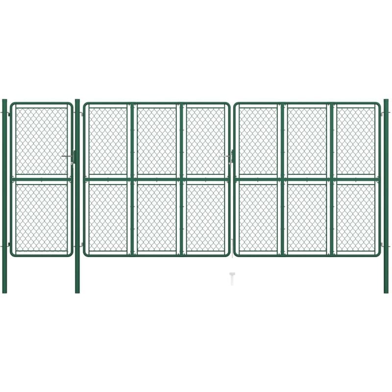 

Puerta de valla de jardín acero verde 175x495 cm
