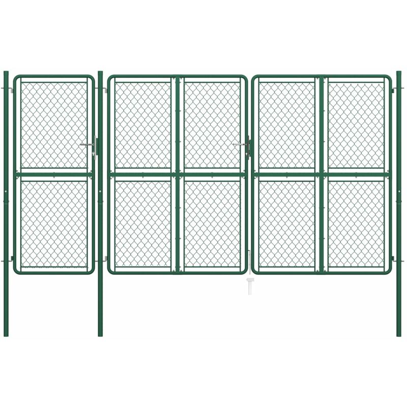 

BHD - Puerta de valla de jardín acero verde 200x395 cm