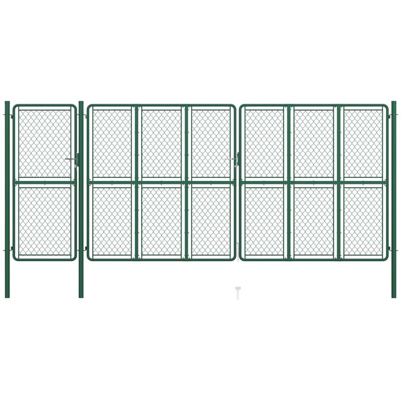 

Puerta de valla de jardín acero verde 200x495 cm