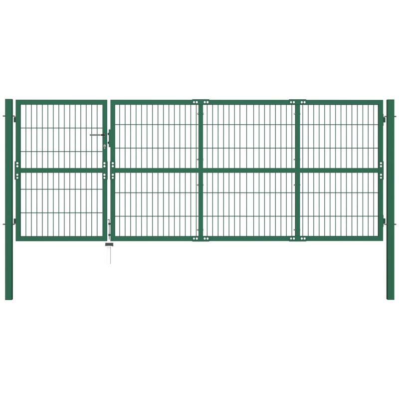 

Puerta de valla de jardin con postes 350x120 cm acero verde