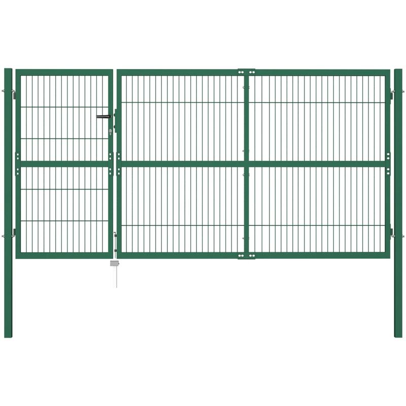 

Puerta de valla de jardin con postes 350x140 cm acero verde