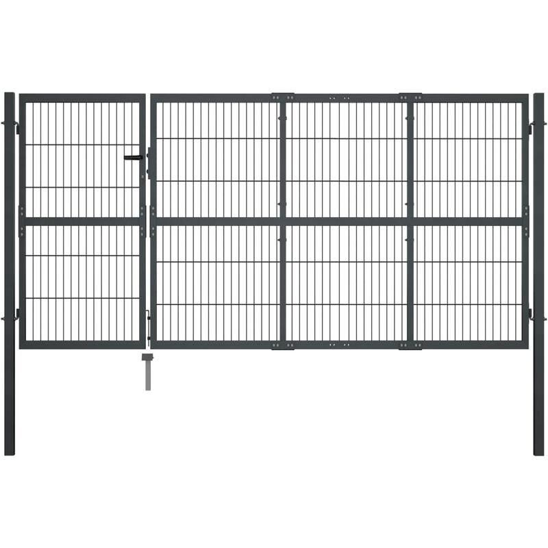 

Puerta de valla de jardín con postes acero antracita 350x120 cm