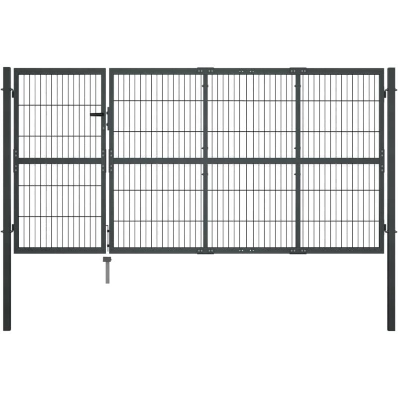 

Puerta de valla de jardín con postes acero antracita 350x120 cm - Antracita - Vidaxl