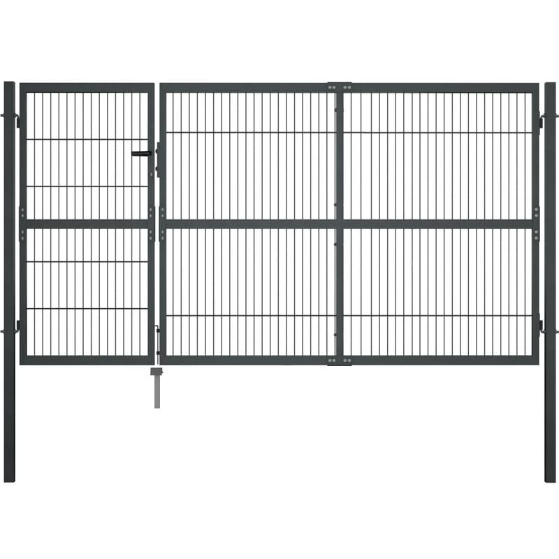 

Puerta de valla de jardín con postes acero antracita 350x140 cm