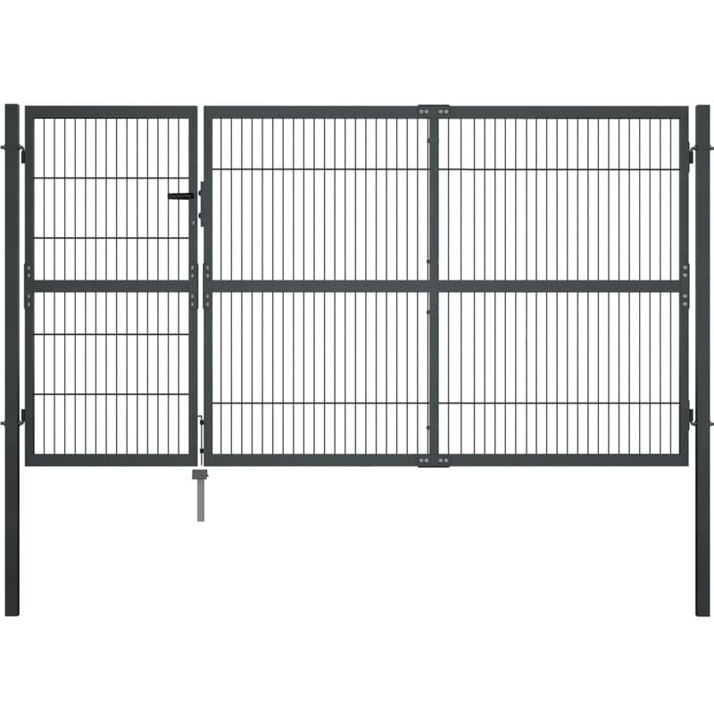 

Puerta de valla de jardín con postes acero antracita 350x140 cm - Antracita - Vidaxl