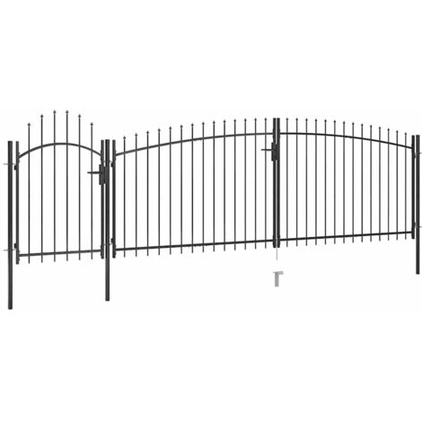 Puerta de valla de jardín con punta de lanza 5x2 m negro